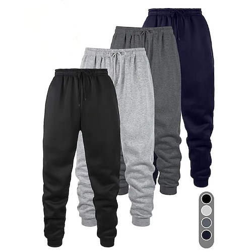 Herren Jogginghose Jogginghose Jogger Fleecehose Hose Kordelzug Elastischer Bund Mehrfachpackung Einfach Feuchtigkeitsableitend Atmungsaktiv Volle Länge Outdoor Lässig Täglich Mode Streetwear 1 2 Image