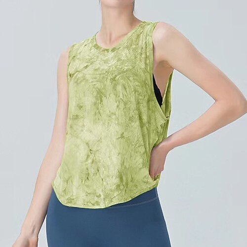 Damen Batik Tank Top T-shirt Fitness Lockere Passform Elastisch Schweißableitend Atmungsaktiv Tennis Pickleball Yoga Rundhalsausschnitt Oberteil Schwarz Dunkellila Blau Tennisbekleidung Image