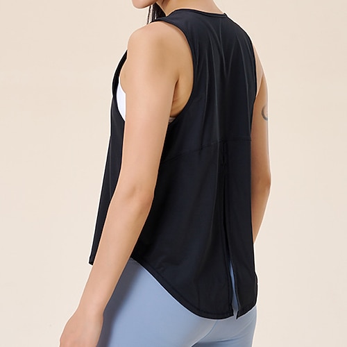 Damen Einfarbig Tank Top T-shirt Fitness Lockere Passform Elastisch Schweißableitend Atmungsaktiv Tennis Pickleball Yoga Rundhalsausschnitt Oberteil Schwarz Weiß Rosa Tennisbekleidung Image