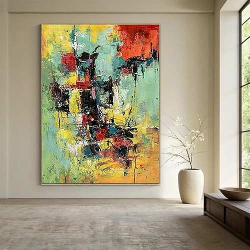 Handgemaltes Ölgemälde auf Leinwand, moderne abstrakte Wanddekoration für Zuhause, Sofa, Eingangsbereich oder Flur, auf Keilrahmen gespannt / gerollt, rahmenlos, ungespannt Image