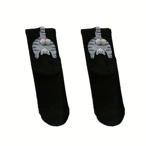 Paarsocken, niedliche Cartoon-Katzen-Knöchelsocken für Damen, vielseitige kurze Socken Image