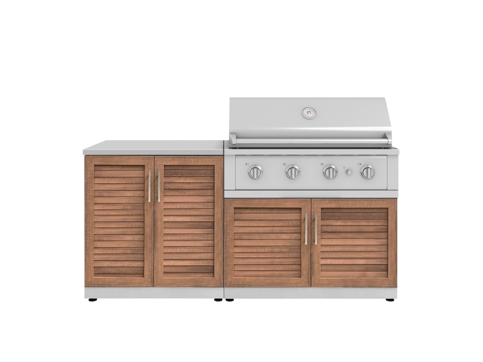NewAge Outdoor Kitchens Stainless Steel 4-Piece Cabinet Set with 2 Door, Grill Cabinet, Performance Grill and Countertop