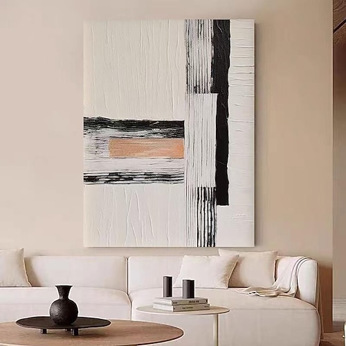 Handgemaltes Ölgemälde auf Leinwand, Wanddekoration im minimalistischen Wabi-Sabi-Stil, abstrakt, für Zuhause, Sofa, Hintergrund, Eingangsbereich, Dekoration, auf Keilrahmen gespannt / gerollt, Image