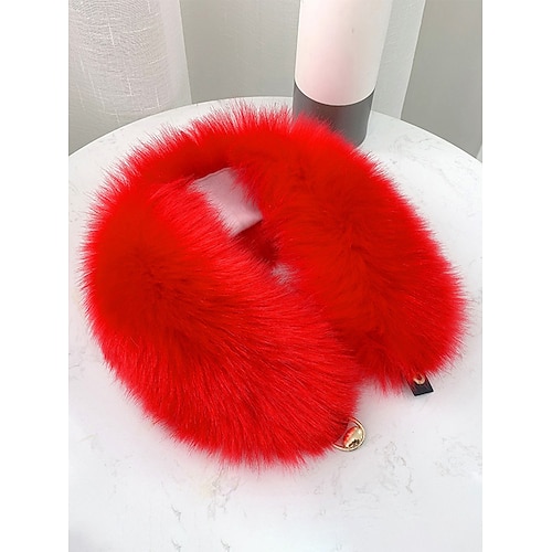 Damen-Weihnachtsschal mit Kunstpelzkragen, weich und kuschelig, erhältlich in Rot, Weiß und vielen weiteren Farben – das perfekte Weihnachtsgeschenk Image