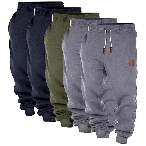 Herren Jogginghose Jogginghose Jogger Fleecehose Hose Kordelzug Elastischer Bund Mehrfachpackung Einfach Komfort Volle Länge Outdoor Täglich Ausgehen Klassicher Stil Basic 1 2 Mikroelastisch Image