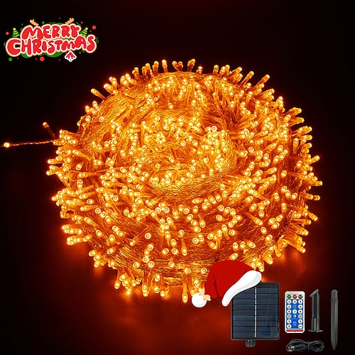 Solarbetriebene, wasserdichte IP44-Lichterkette für den Innen- und Außenbereich, ideal für Terrasse, Garten, Balkon, Terrasse, Hochzeit, Weihnachten, Feiertage, Partys, Baumschmuck, stimmungsvolle Image