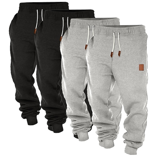 Herren Jogginghose Jogginghose Jogger Fleecehose Hose Kordelzug Elastischer Bund Mehrfachpackung Einfach Komfort Volle Länge Outdoor Täglich Ausgehen Mode Klassicher Stil 1 2 Mikroelastisch Image