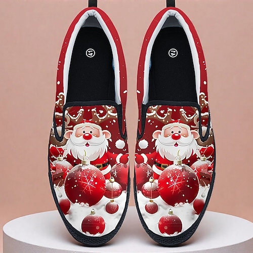 Weihnachtsschuhe für Herren mit Weihnachtsmann-Motiv – lustiges 3D-Druckdesign, bequem und kuschelig, perfekt für Weihnachtsfeiern und festliche Zusammenkünfte Image