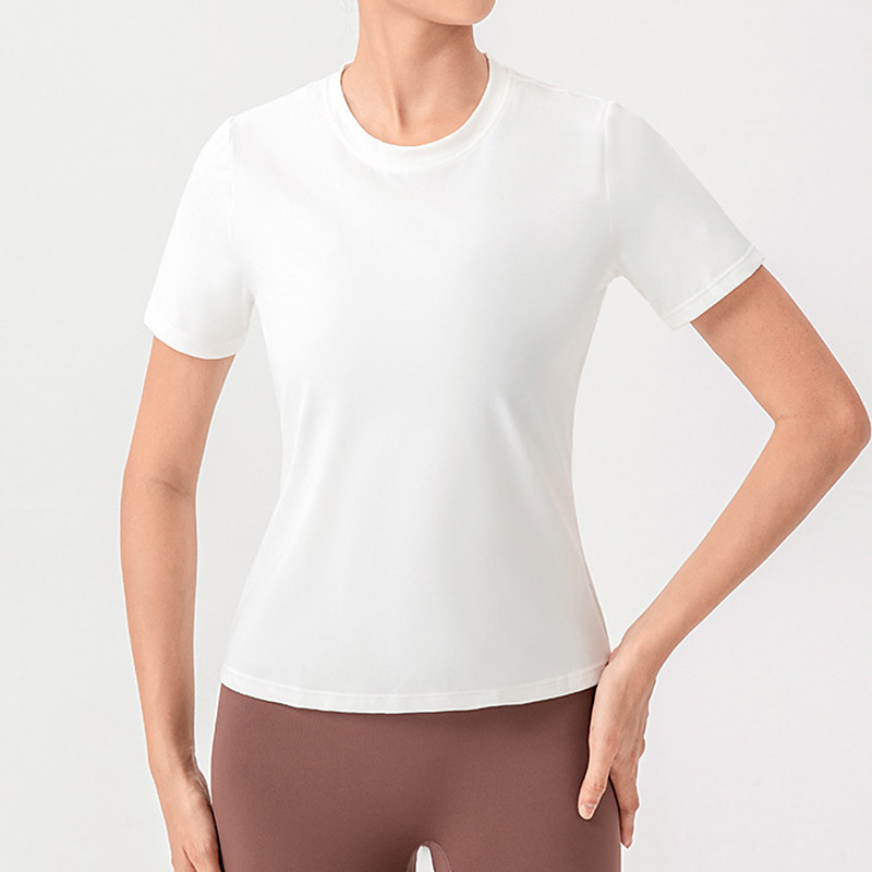 Women's Solid Colored Workout Tee Workout Tops Elastic Sweat-Wicking Breathable Tennis Pickleball Yoga Crew Neck Top Black White Blue Tennis Clothing