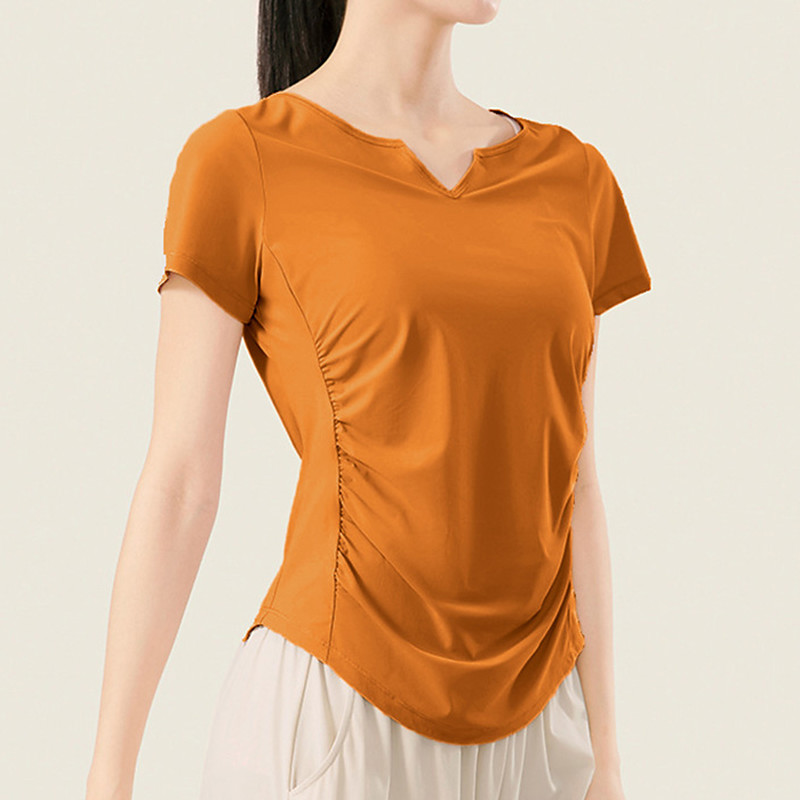 Women's Solid Colored Workout Tee Workout Tops Loose Fit Elastic Sweat-Wicking Breathable Tennis Pickleball Yoga V Neck Top Black Pink Blue Tennis Clothing