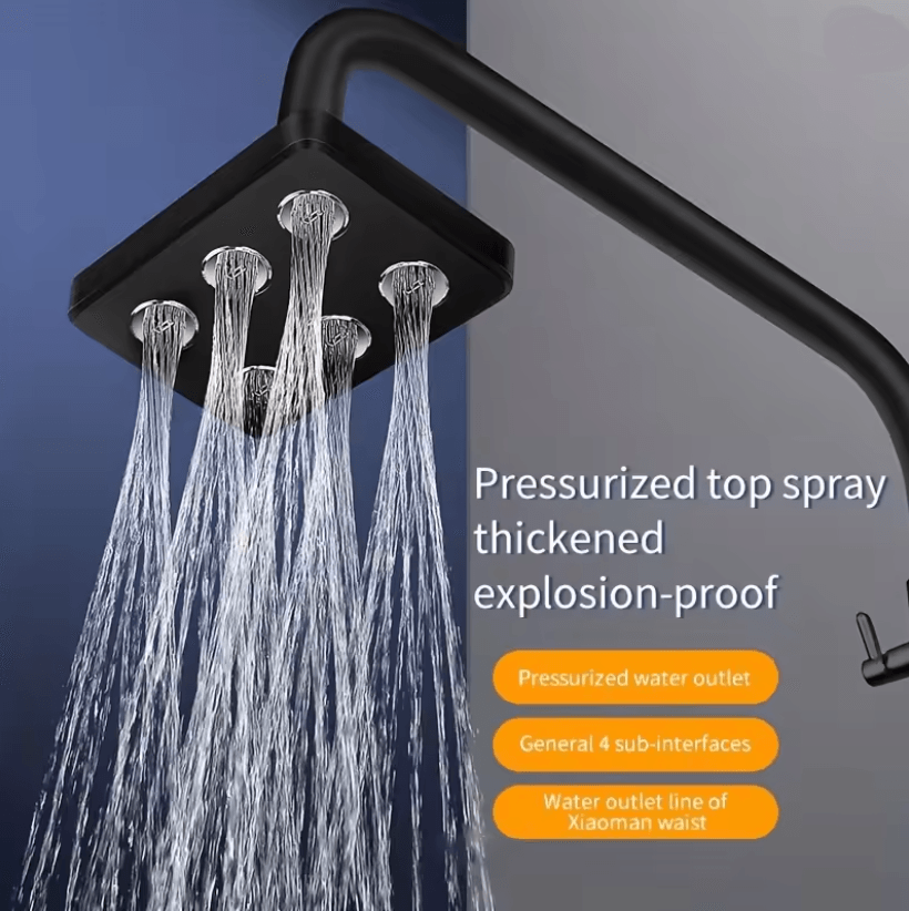 AquaJet Supercharged Wall Mounted Shower Head black