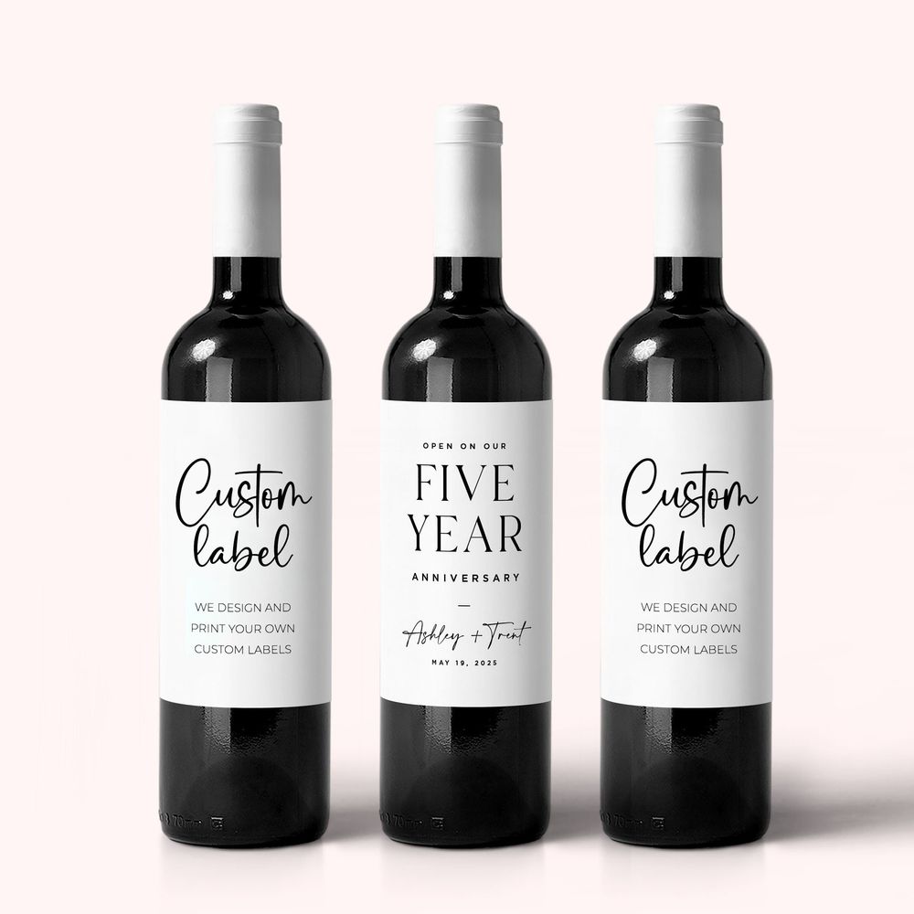 Custom Logo Or Text Wine Bottle Stickers, Personalised Waterproof Champagne Labels, For Wedding Party, Bridal Shower d10 5x8.9cm