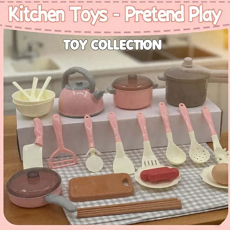 Kids Kitchen Toy Set 28 PCS Play Kitchen Accessories Cooking Pretend Food Hot Play Pots Kids Kitchen Toy Set 28 PCS Play Kitchen Accessories Cooking Pretend Food Hot Play Pots