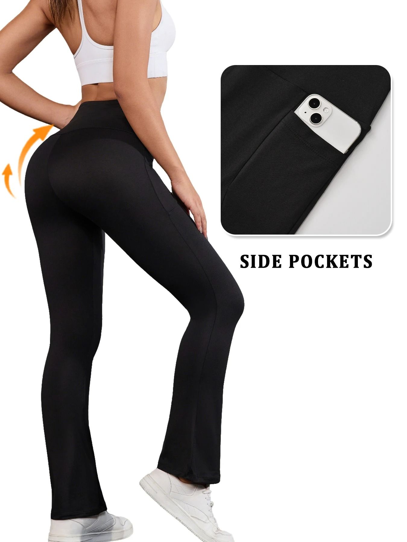 Womens Super Soft Flare Pants With Pockets High Waisted Yoga Bell Bottom Leggings xl c