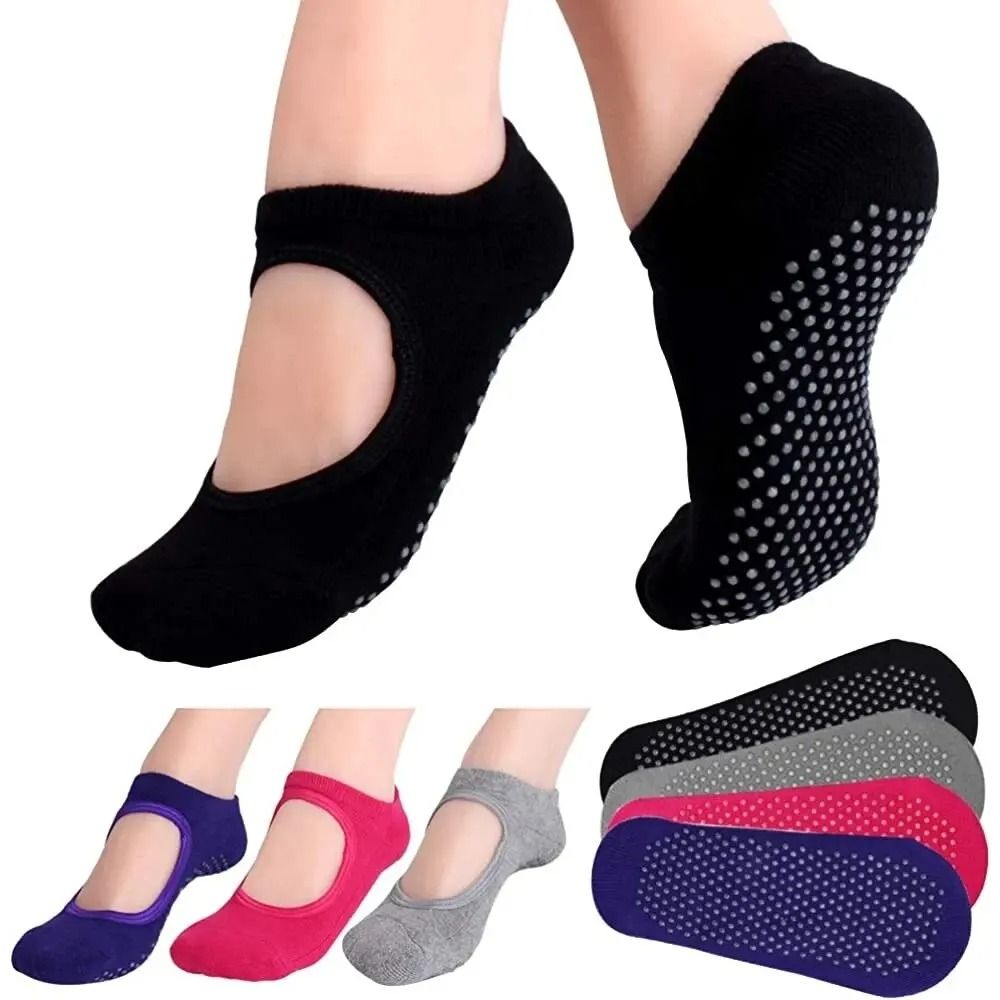 Backless Non Slip Fitness Yoga Socks For Women rose Red 4.5 8.5