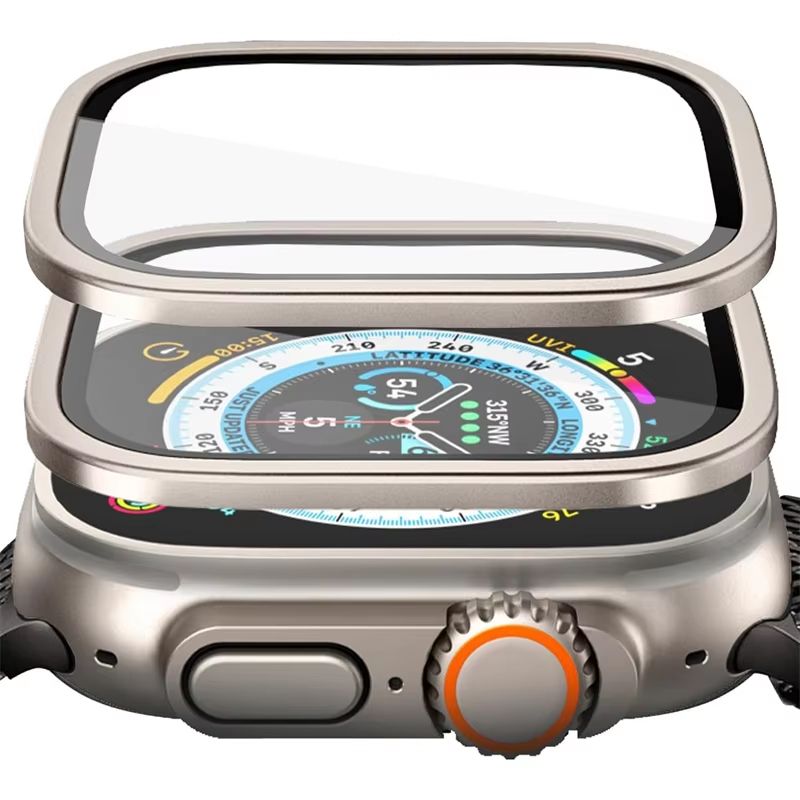 RuggedGuard Alloy & 9H Tempered Glass Shield Full Coverage For Apple Watch Ultra 49 Mm lettering Orange ultra ultra 2 49mm