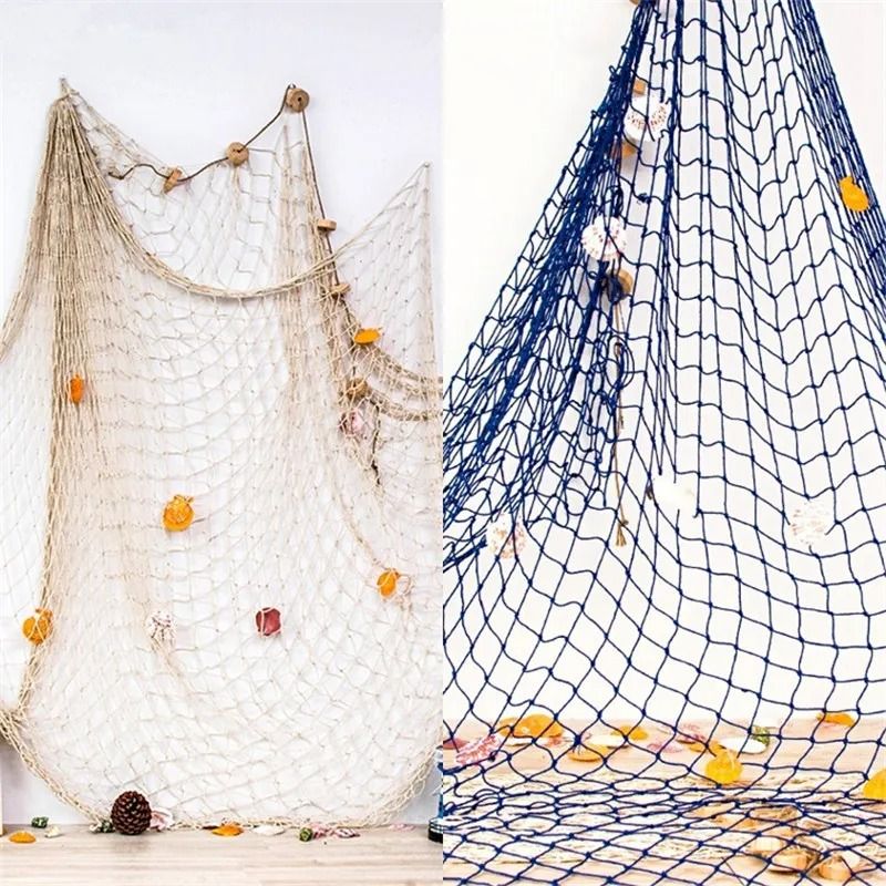 Mediterranean Fishing Net Wall Hanging Decorative Nautical Home Ornament c Blue 2