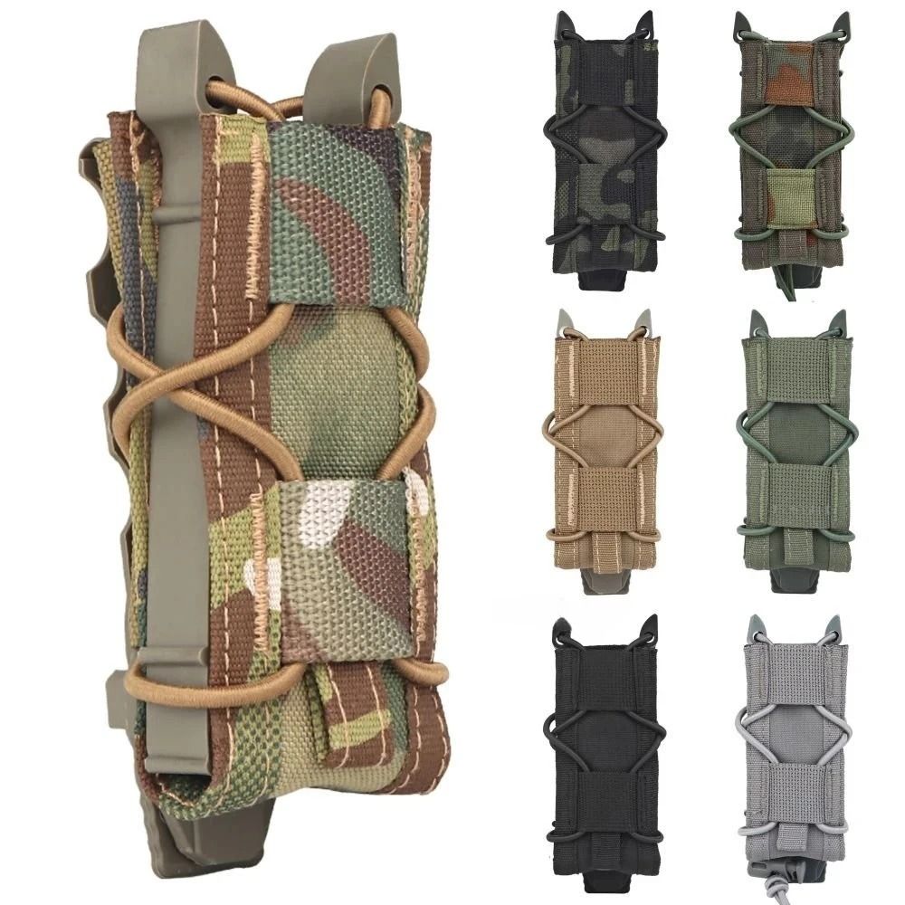 Tactical Magazine Pouch 9mm Pistol Mag Holder MOLLE Flashlight And Knife Holster For Hunting And Shooting khaki