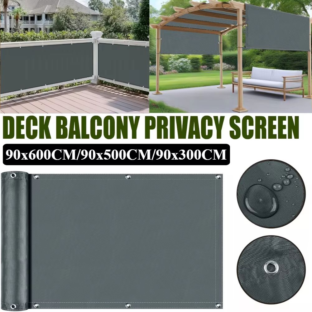 Waterproof Sunshade Sail With Grommets Outdoor Privacy Cover For Pergola, Balcony, Patio, Garden & Pool light Grey 90x600cm