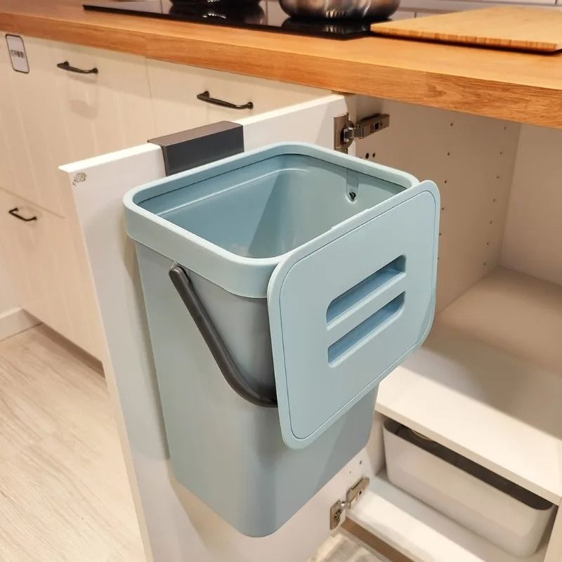 Space Saving Quiet Close Trash Can blue 5 L