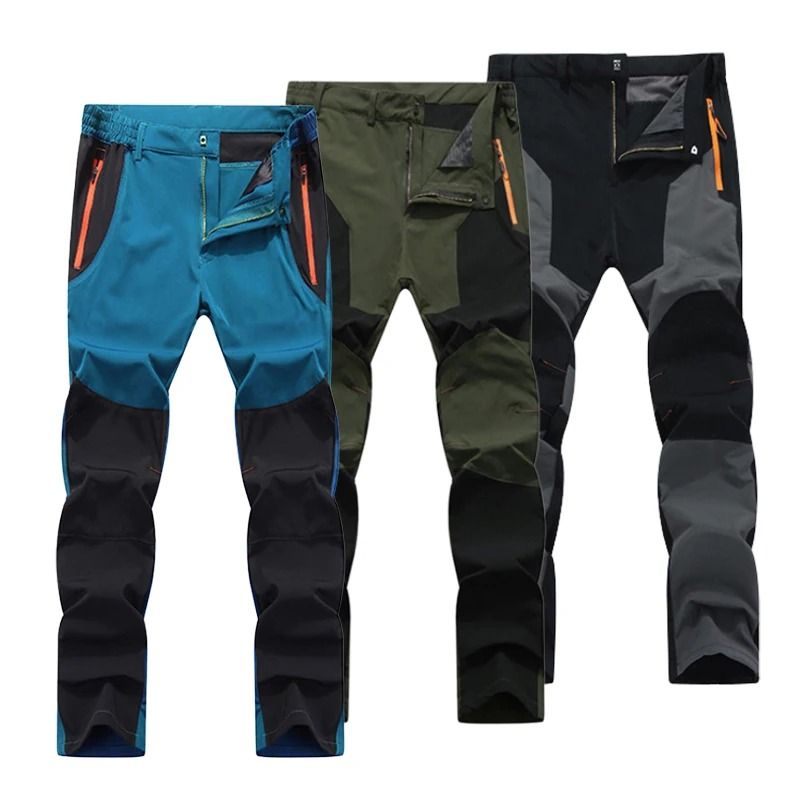 Mens Quick Dry Outdoor Pants Lightweight Waterproof Hiking And Camping Trousers black Army l