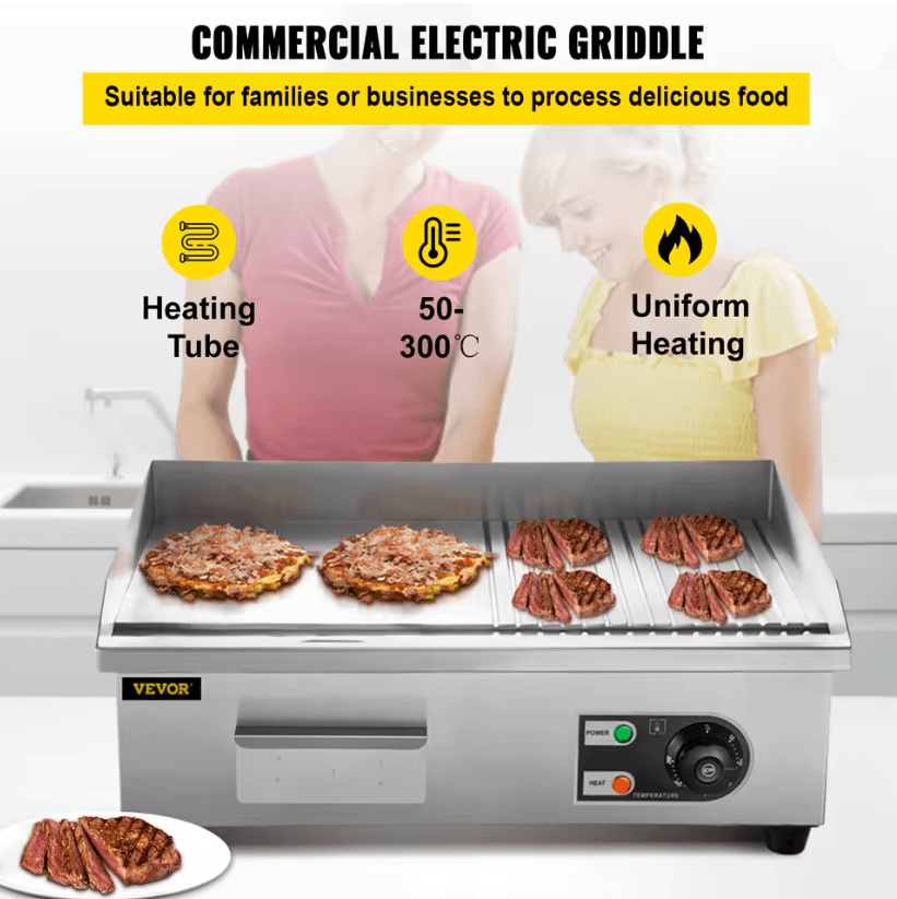 GrillMaster Pro Electric Countertop Teppanyaki Griddle 18 Inch