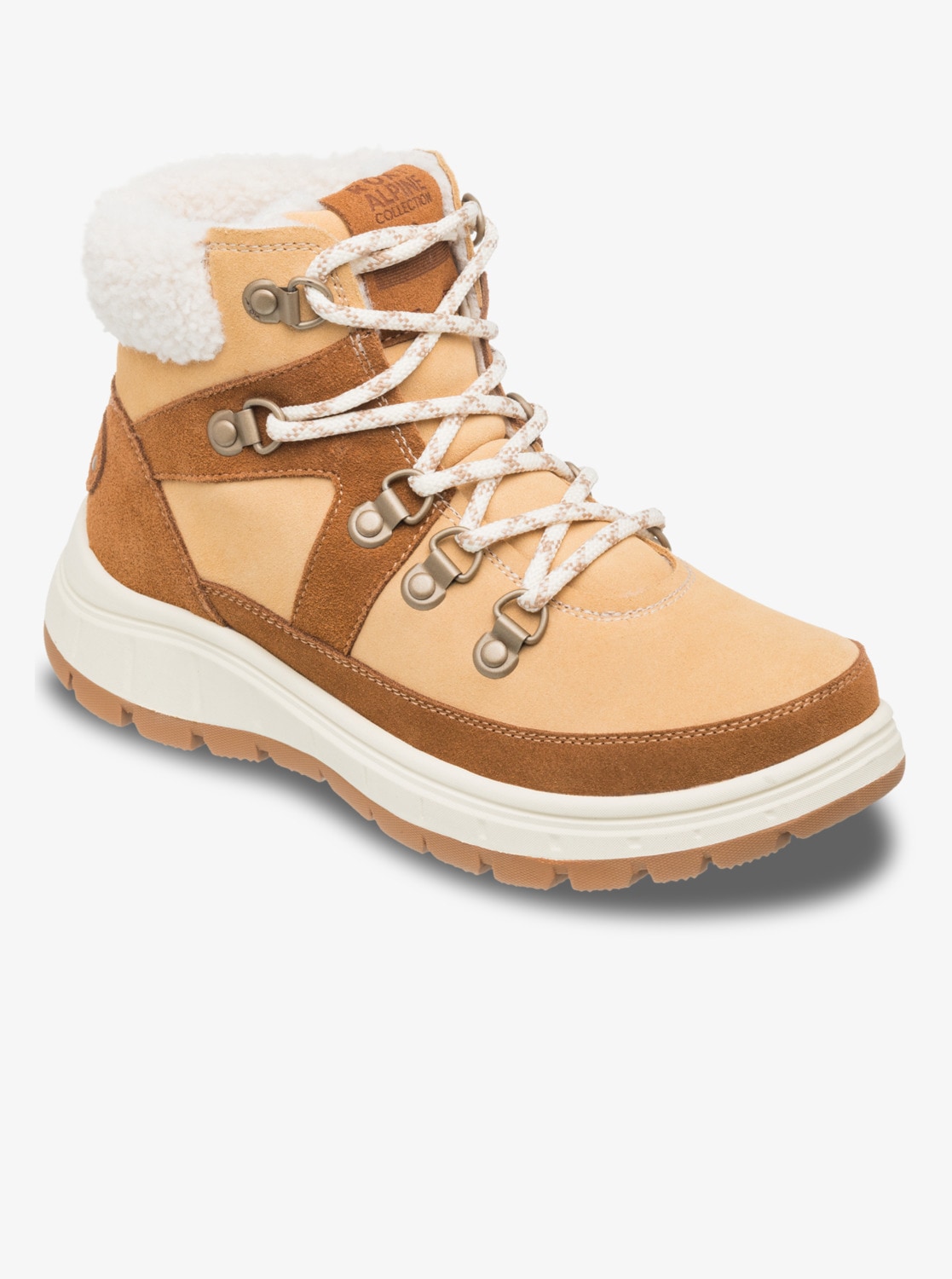 Winterboots ROXY "ALYAH", Damen, Gr. 40, camel, Leder, Synthetik, Schuhe Winterboots, Winterschuhe, Winterstiefel, Snowboots, wasserabweisend & gefüttert