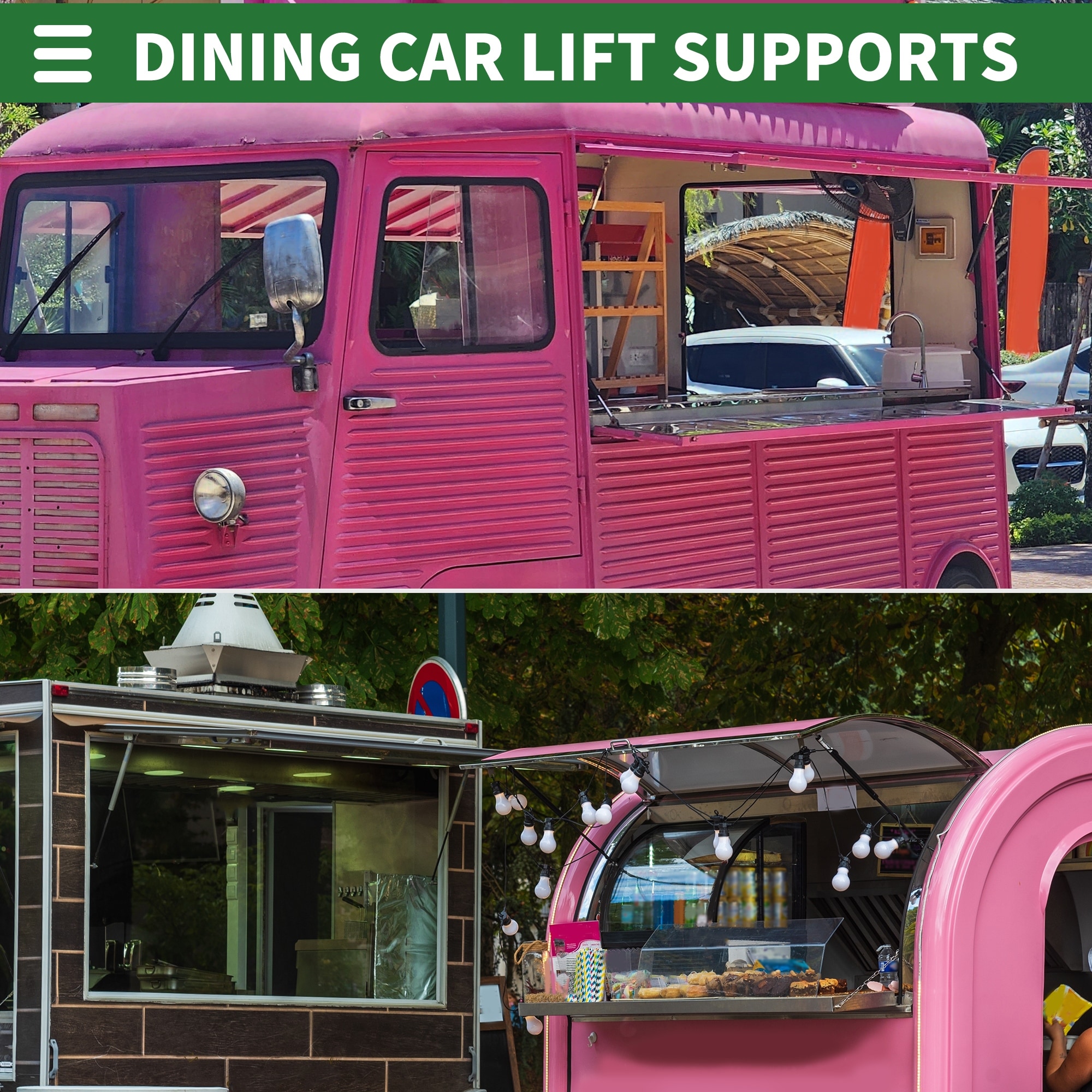 2 Set 20lb/90N 15inch/380mm Lift Supports Struts for Dinning Car Lid Black