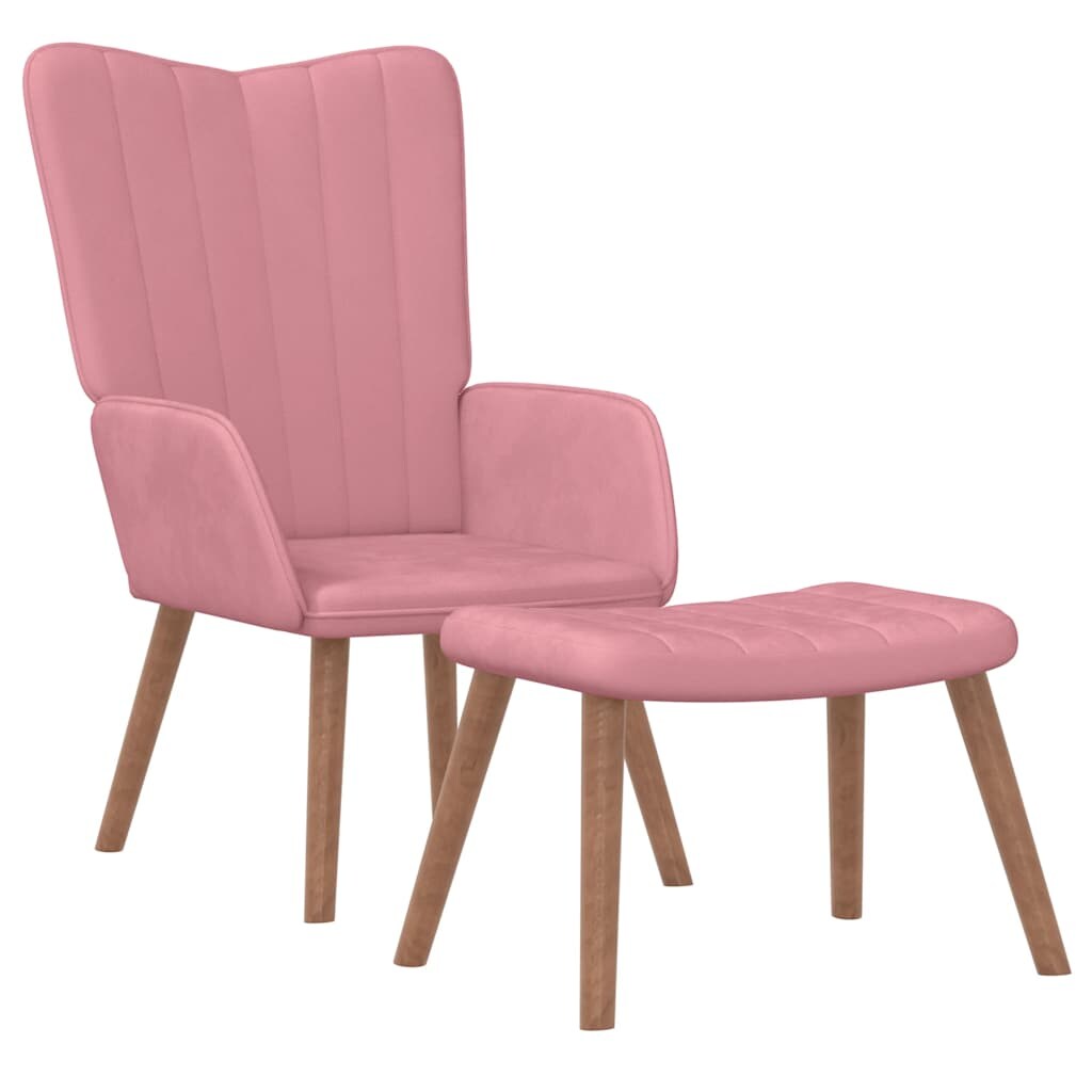 vidaXL Relaxsessel mit Hocker Rosa Samt Image