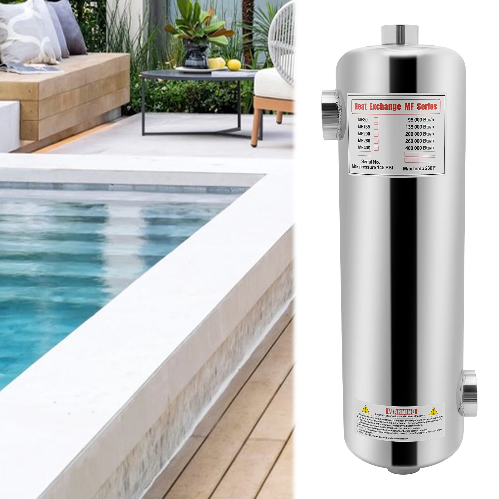 Échangeur de chaleur de piscine 28/60kw, chauffage de piscine, système d'échange en acier inoxydable pour piscine, chauffage de spas