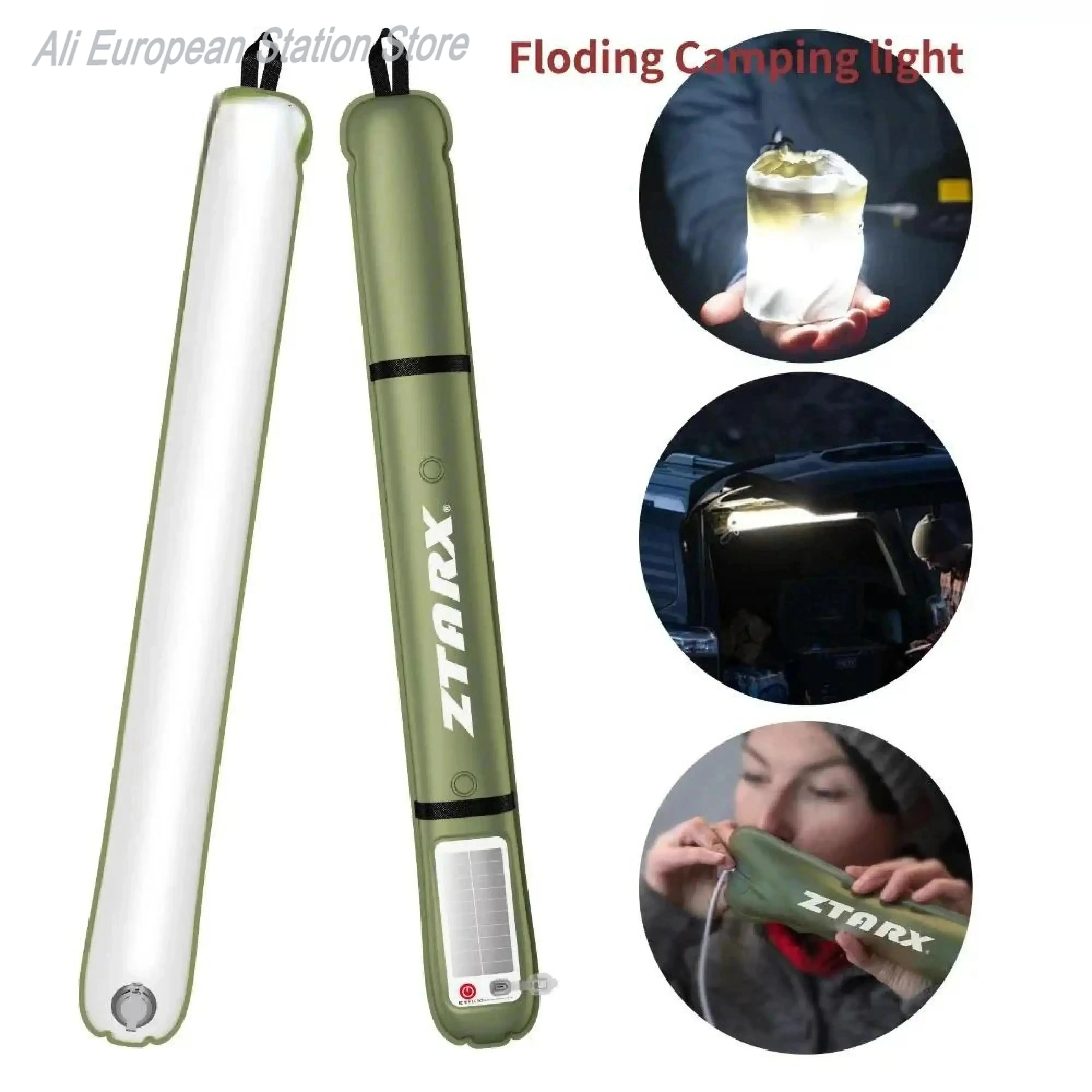 Wasserdichte Zeltleuchte für den Außenbereich, aufblasbare Campingleuchte mit magnetischer, solarbetriebener, wiederaufladbarer USB-Campinglampe