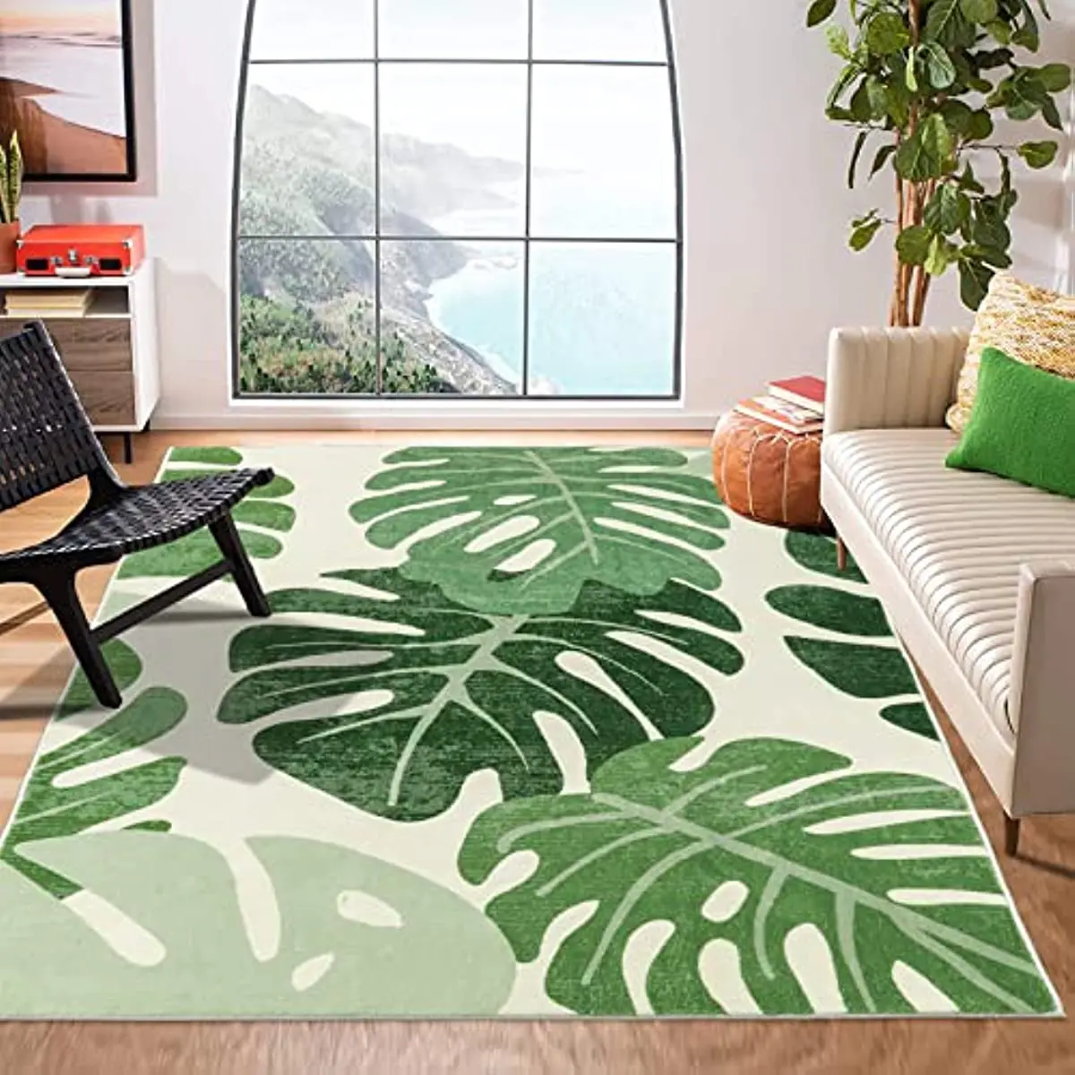 Tropical Green Leaf Carpet for Living Room Home Decoration Sofa Table Large Area Rugs Kitchen Hallway Rugs Non-slip Bathroom Mat
