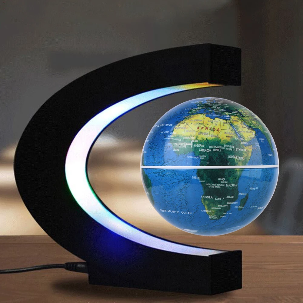 Elektronische Anti-Schwerkraft-Lampe, Geburtstagsgeschenke, Neuheit, Kugelleuchte, schwimmende LED-Weltkarte, magnetische Levitation, Globus, Heimdekoration