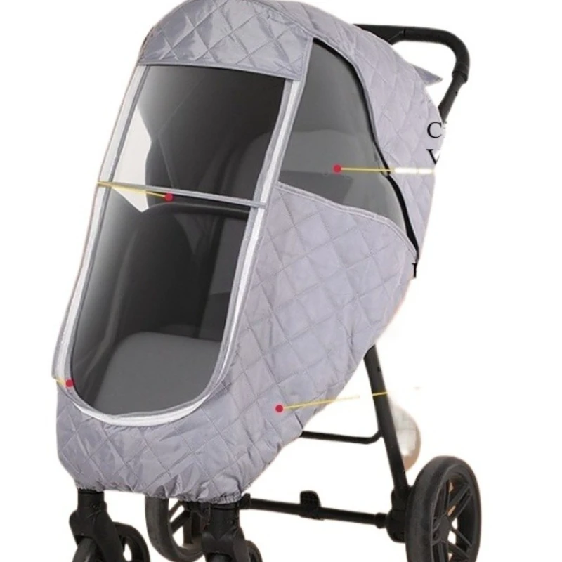 Babyfond Kinderwagen-Regen- und Windabdeckung – wasserdichter, atmungsaktiver Kinderwagen für Kinder, warme Abdeckung mit Reißverschluss Image