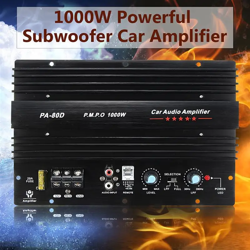 PA-80D Universal Auto Verstärker Bord 12V 1000W Mono Auto Audio Power Verstärker Leistungsstarke Bass Subwoofer Verstärker Für auto Modi Image