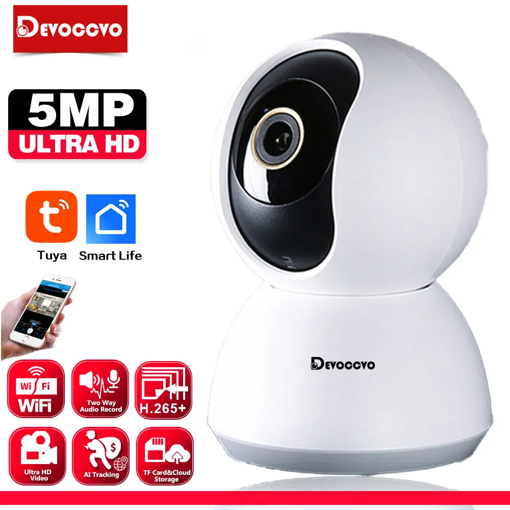Mini Indoor 2 Weg Audio 5MP Tuya Wifi Smart Home Baby Monitor Sicherheit IP Kamera 2K PTZ Auto Tracking CCTV Überwachungs Kamera Image