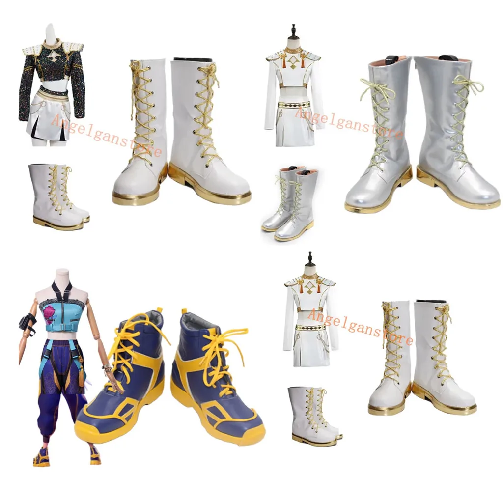 KDH Zoey Weiße Stiefel Blau Gelb Cosplay Schuhe Anime Karneval Party Halloween Stiefel Kinder Erwachsene Jungen Mädchen Schuhe