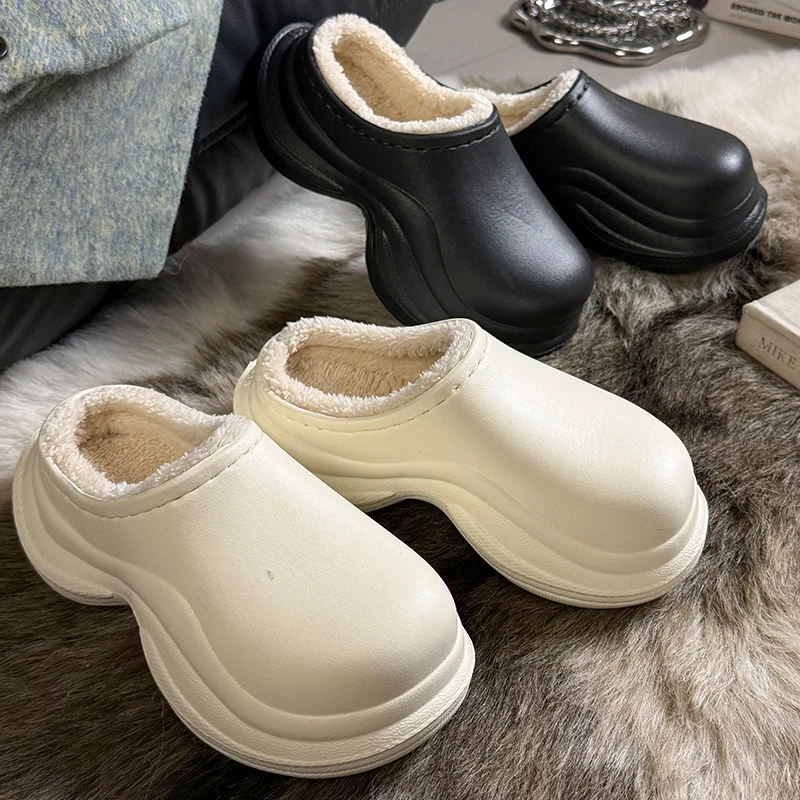EVA Winter frauen Hausschuhe Hause Casual Plüsch Luxus Designer Frau Schuhe Indoor Plattform Fuzzy Pelz Dias Mode Weiche Sohle