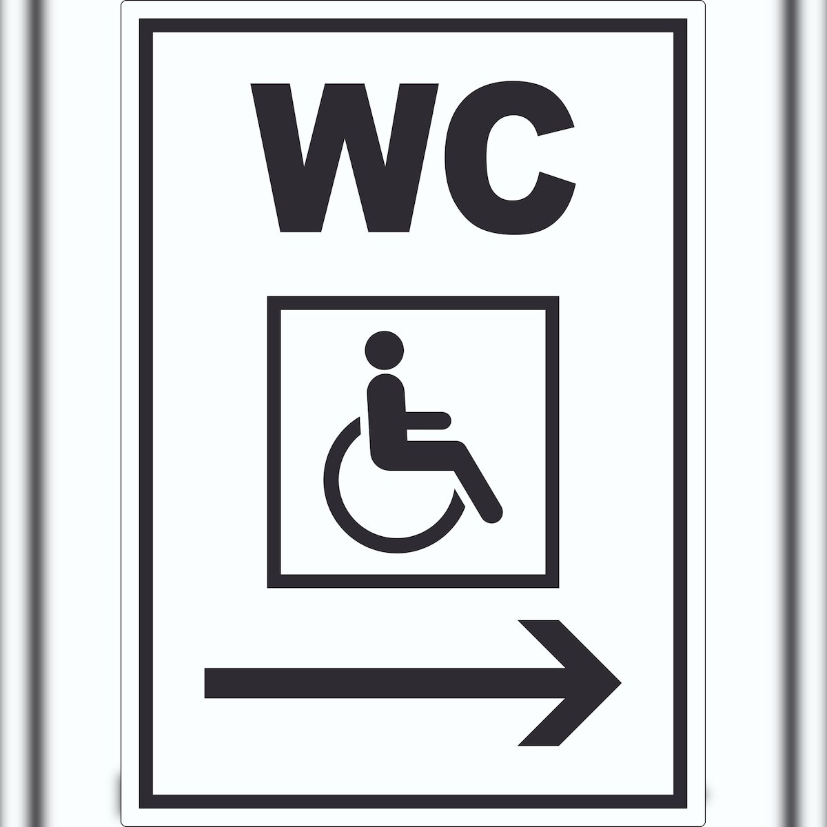 HB-Druck WC Behinderten mit Pfeil nach rechts Aufkleber A8 (52x74mm) Image