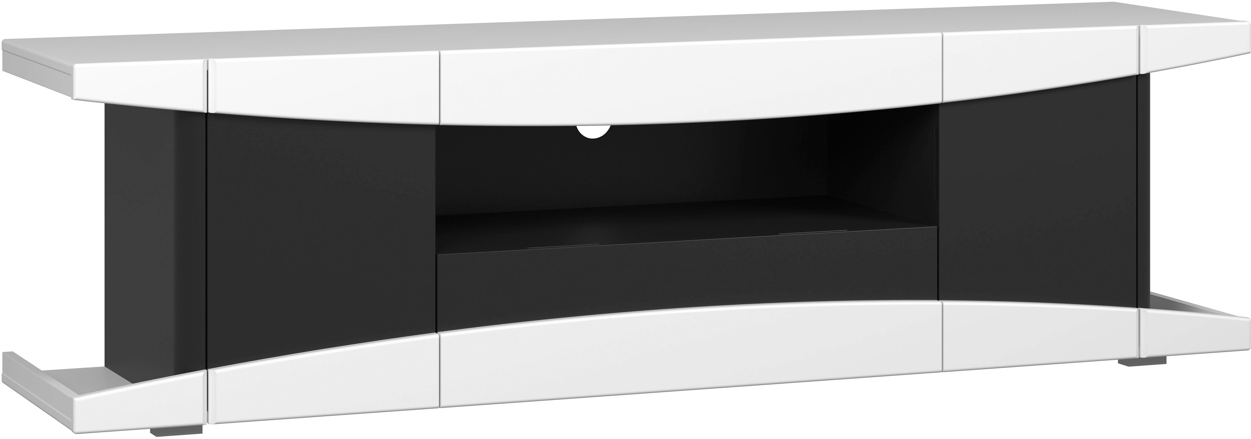 Lowboard INOSIGN "NextLevel speziell geeignet für Spielekonsolen", weiß, schwarz matt lack, B:180cm H:52cm T:42cm, Holzwerkstoff, Sideboards, Lowboard, Gaming-Lowboard wahlweise mit Beleuchtung - (B/T/H) 180/42/52 cm