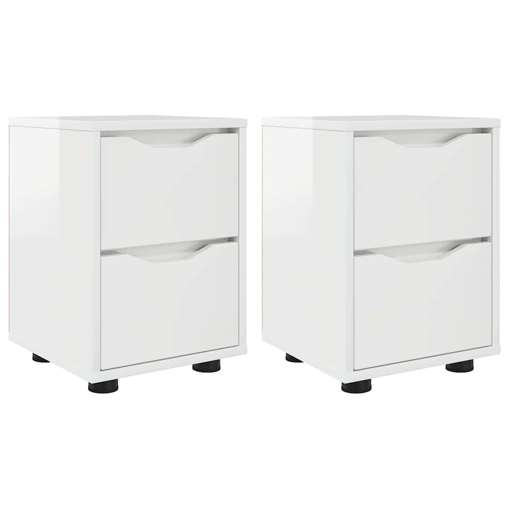 vidaXL Nachttische 2 pcs Hochglanz Weiß 30,5 x 30 x 43 cm Image