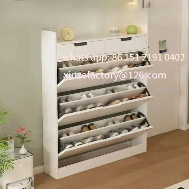 Anpassbarer schmaler Schuhschrank aus Holz, multifunktionaler Aufbewahrungsschrank mit großer Kapazität, einfaches Schuhregal, robust und stabil, staubdicht