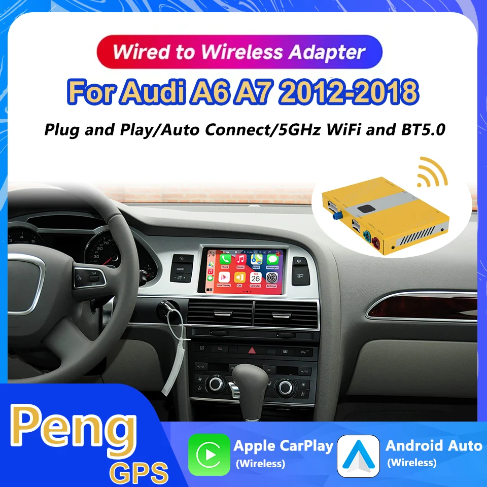 Drahtloses CarPlay für Audi A6 A7 2012–2018 mit Android Auto Interface Mirror Link AirPlay Bluetooth Rückfahrkamera Carplay HDMI Image