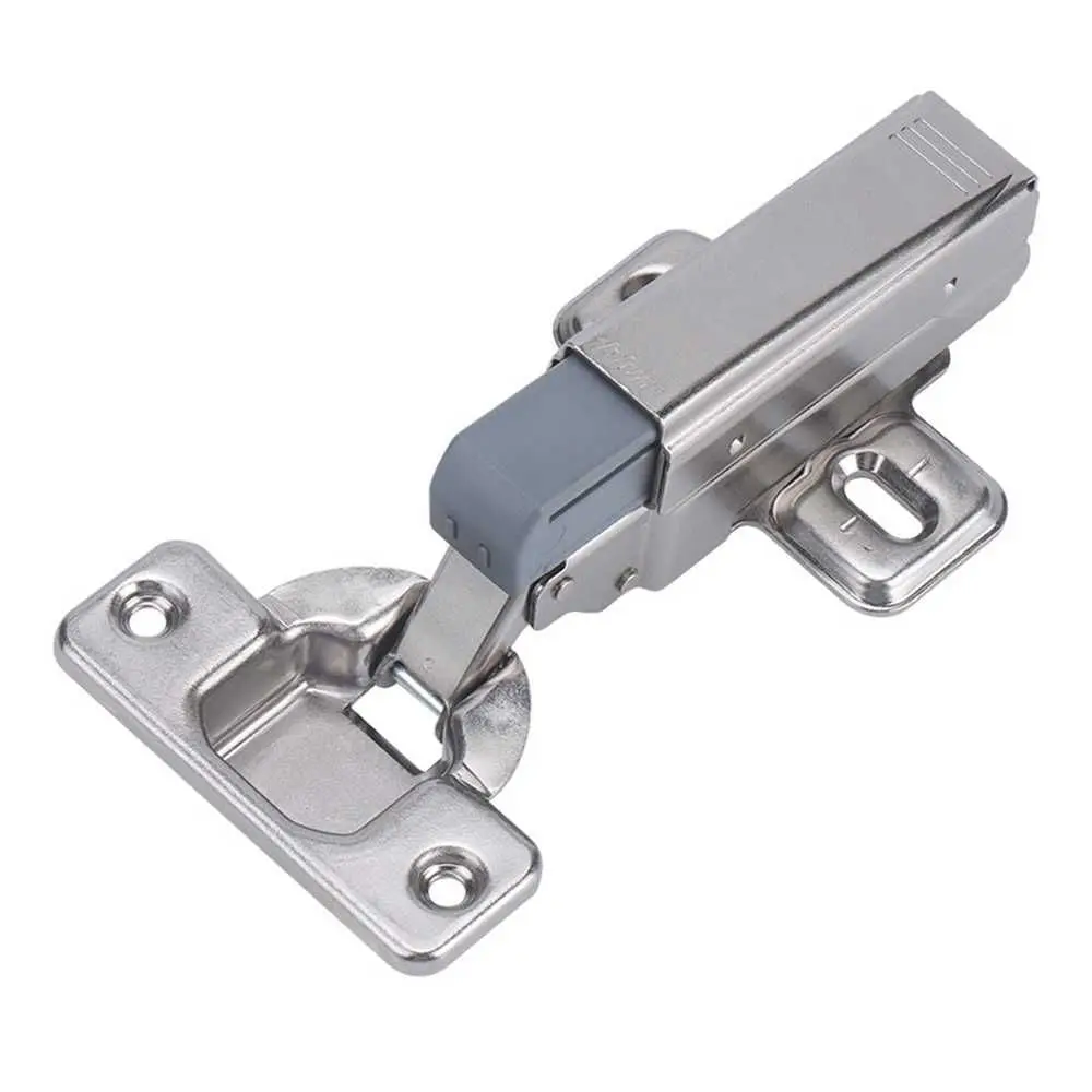 Vollständig aufliegendes Scharnier mit geradem Arm. Pufferscharnier für Türen. Nickel-Finish. Passen Sie den Pufferdämpfer automatisch an Image