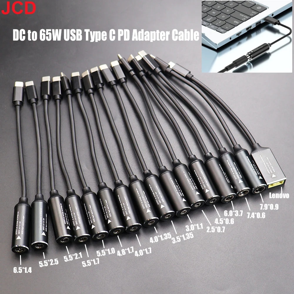 1p DC zu USB C PD 65W Schnellladekabel Adapter Konverter Typ C PD Power Jack Anschluss für MacBook Lenovo Huawei Samsung ﻿ Image