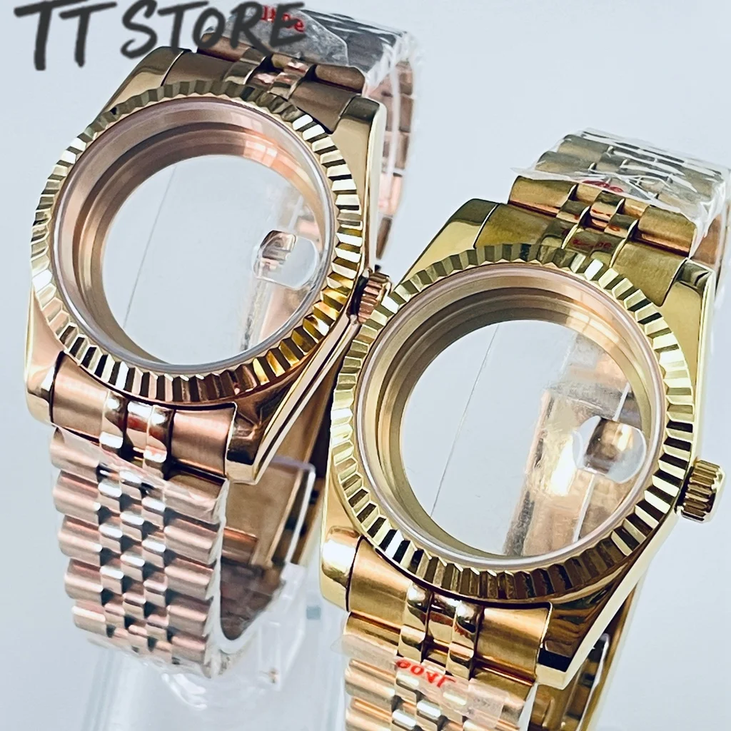 36mm 40mm Gold Rose NH34 NH35 NH36 NH38 NH39 NH70 NH72 ETA2824 PT5000 Uhrengehäuse Top Wasserdicht Saphir Crysta Image