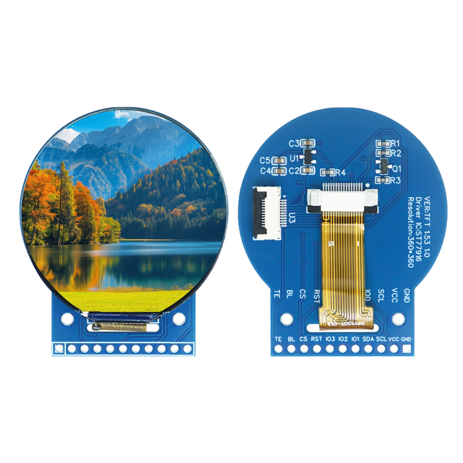 1,5 Zoll TFT LCD Display Farbe rundes Bildschirmmodul IPS 11Pin 360x360 ST77916 QSPI Schnittstelle 3V-5V breiter Betrachtungswinkel Image