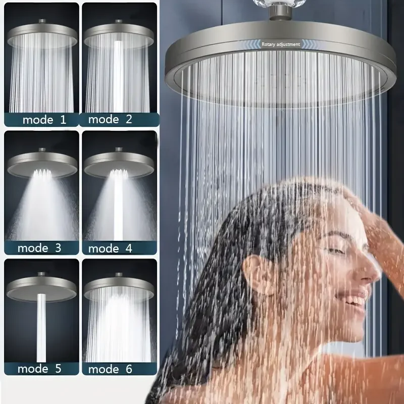 Neue 230mm Große Panel Dusche Kopf 6 Modi Druck Regen Dusche Kopf Hochdruck Top Regen Dusche Wasserhahn bad Zubehör
