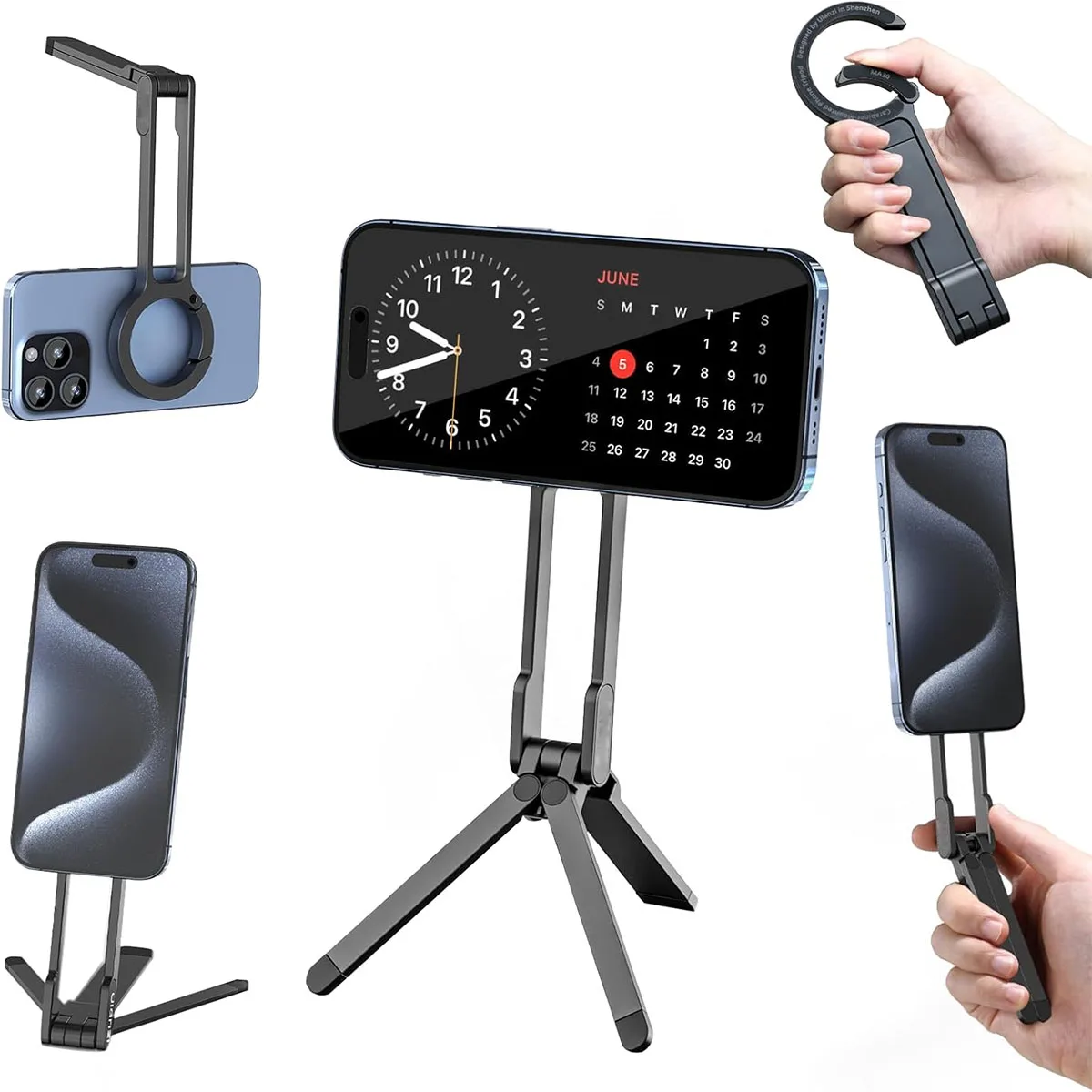 Ultra lightweight ABS material magnetic car phone tripod for iPhone - ABS Maglock smartphone mini tripod pocket phone holder