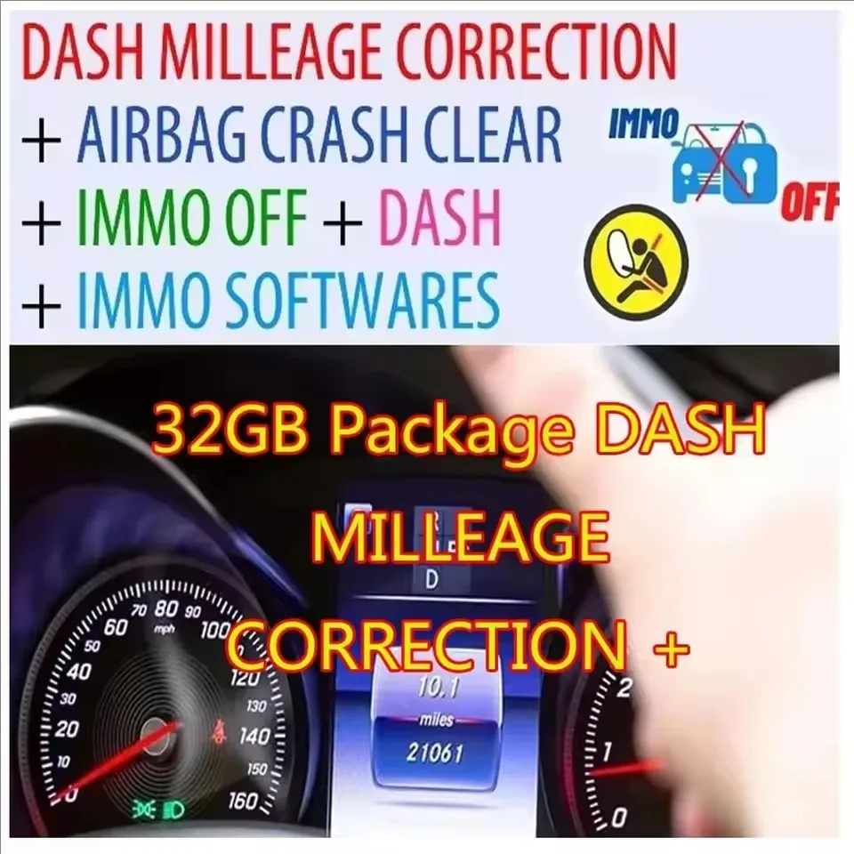 Newest 2025 32GB Package DASH MILLEAGE CORRECTION+AIRBAG CRASH CLEAR+IMMO OFF+ DASH +IMMO SOFTWARES Download installation video